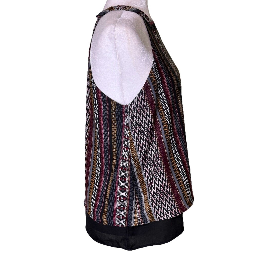 Womens Ethno Chic Ikat Tribal Print Halter Tank High Neck Flowey Top Size Medium - Picture 4 of 6